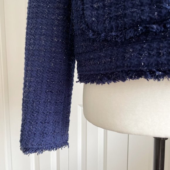 Michael Kors Wool Blend Navy Tweed Blazer Open Front (6/S) - Picture 7 of 11